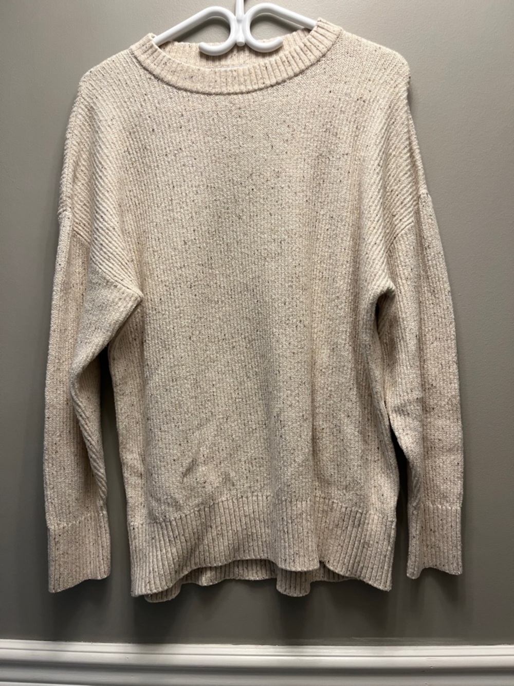 Old Navy Cream Speckled Crew Neck Sweater